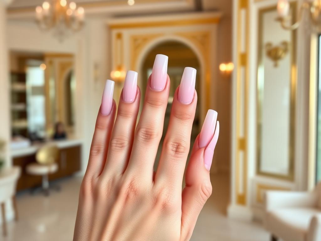 Sculpted acrylic full set with a soft ombré finish