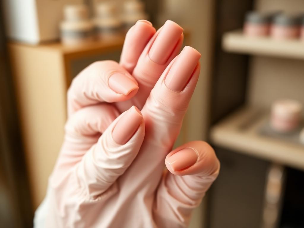 Smooth nude dip powder manicure at our north Oklahoma City nail salon
