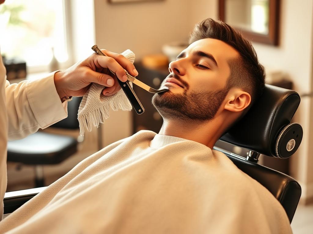 Traditional straight-razor shave with hot towels